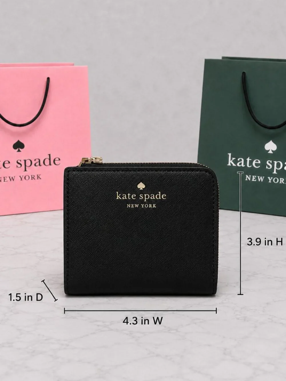 NWT Kate Spade Schuyler Small L-Zip Bifold Wallet Black